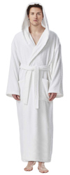 Men's Long Hooded Classic Cotton Bathrobe