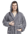 Mens Long Hooded Fleece Bathrobe