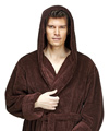 Mens Hooded Fleece Bathrobe