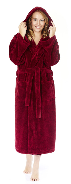 Womens Hooded Fleece Bathrobe