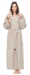 Women's Long Hooded Classic Cotton Bathrobe